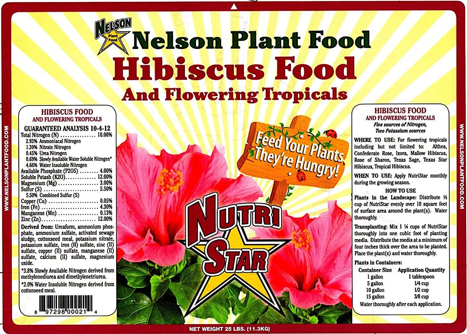 Nelson Hibiscus (Potassium-feeding Tropicals) 10-4-12 25lb 1 Nelson Hibiscus (Potassium-feeding Tropicals) 10-4-12 25lb