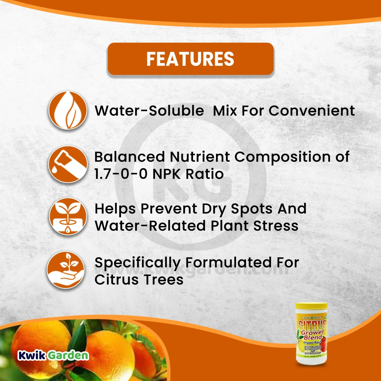 Grow More Citrus Grower Blend Fertilizer 1.7-0-0 20oz 2 Grow More Citrus Grower Blend Fertilizer 1.7-0-0 20oz - Image 2