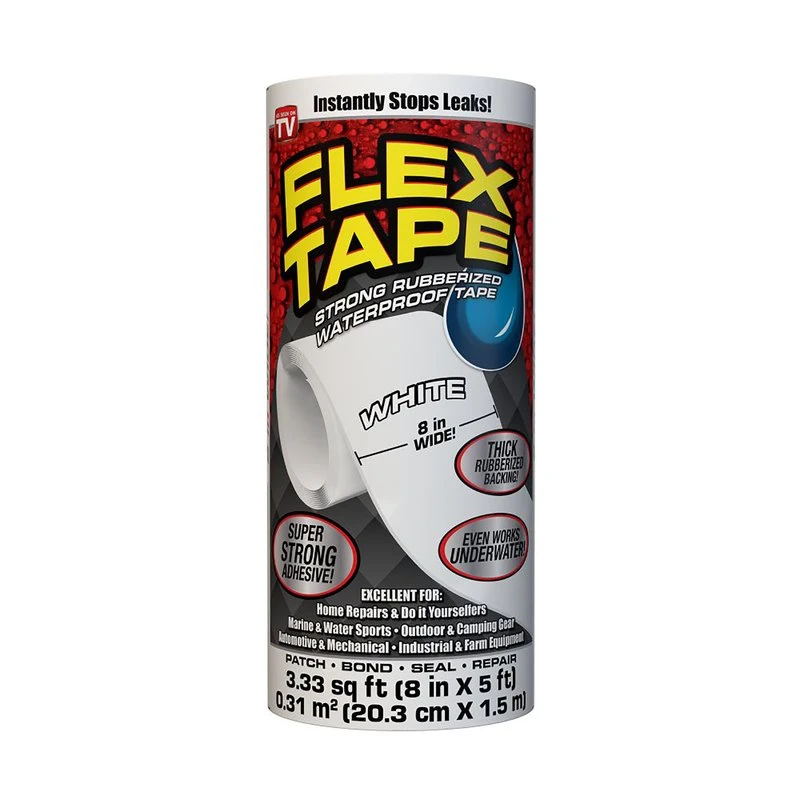 Flex Seal Family Of Products Flex Tape White Waterproof Repair Tape 8 In. W X 5 Ft. L 1 Flex Seal Family Of Products Flex Tape White Waterproof Repair Tape 8 In. W X 5 Ft. L