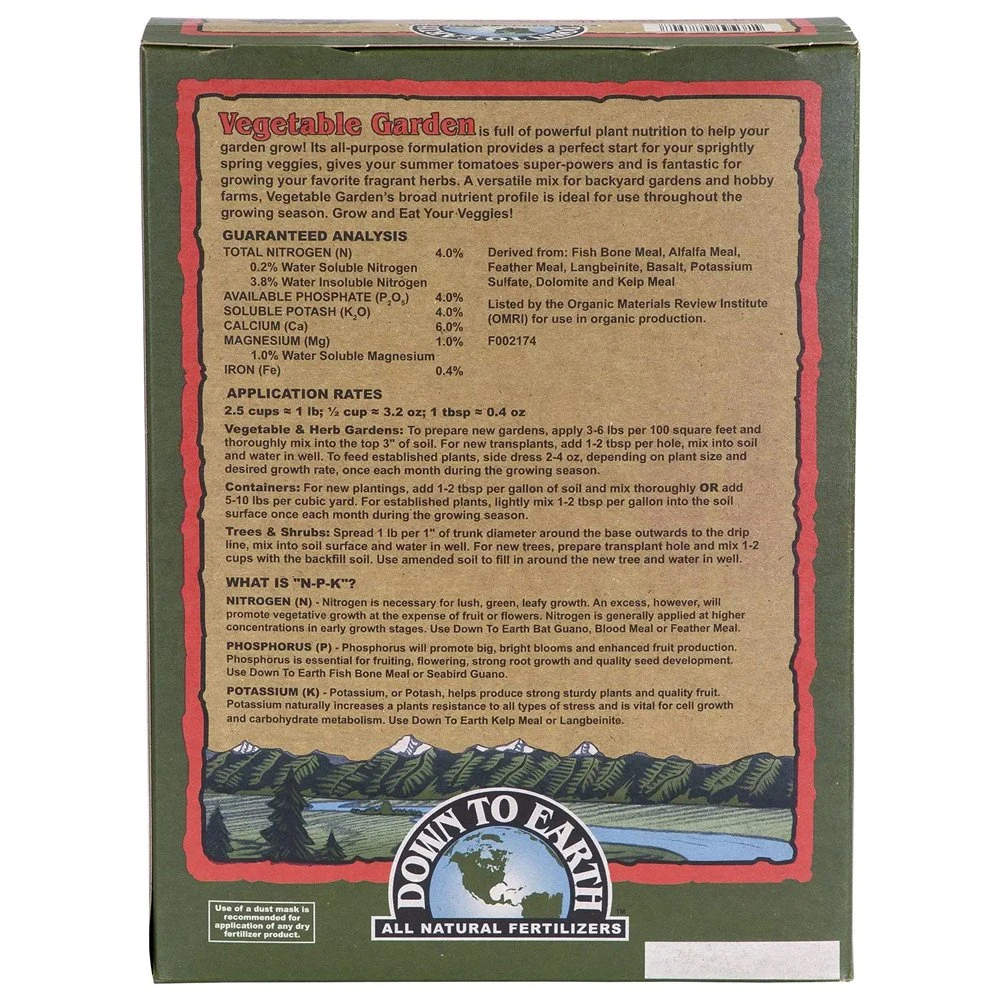 Down To Earth Vegetable Garden Natural Fertilizer 4-4-4, 5Lb 2 Down To Earth Vegetable Garden Natural Fertilizer 4-4-4, 5Lb - Image 2