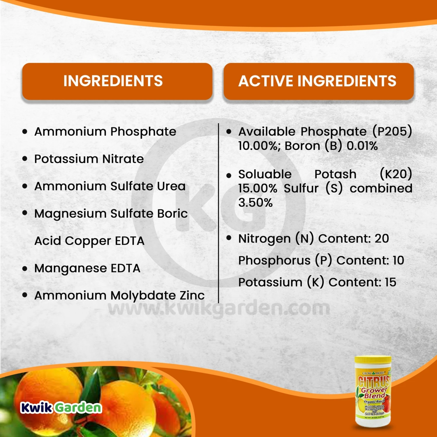 Grow More Citrus Grower Blend Fertilizer 1.7-0-0 20oz 5 Grow More Citrus Grower Blend Fertilizer 1.7-0-0 20oz - Image 5