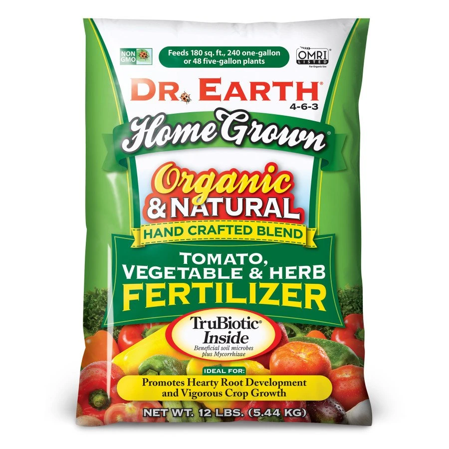 Dr. Earth Home Grown Premium Tomato, Vegetable & Herb Fertilizer 4-6-3 Green Bag 12 Lb 1 Dr. Earth Home Grown Premium Tomato, Vegetable & Herb Fertilizer 4-6-3 Green Bag 12 Lb